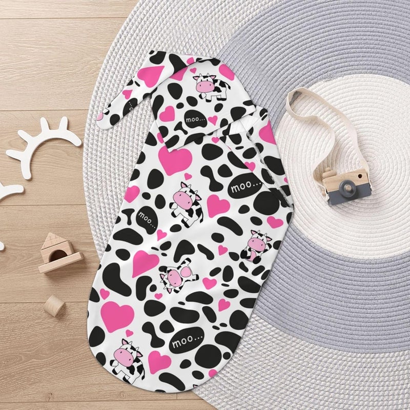 Figtihw Cute Cow Swaddle Blankets Newborn Receiving Blanket Baby Swaddle Wrap Soft Sleeping Sack for Baby Girls Boys - Image 5